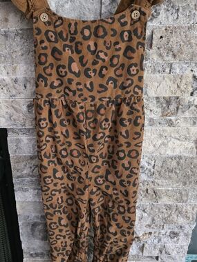 Mud Pie Brown Leopard Print Corduroy One-Piece